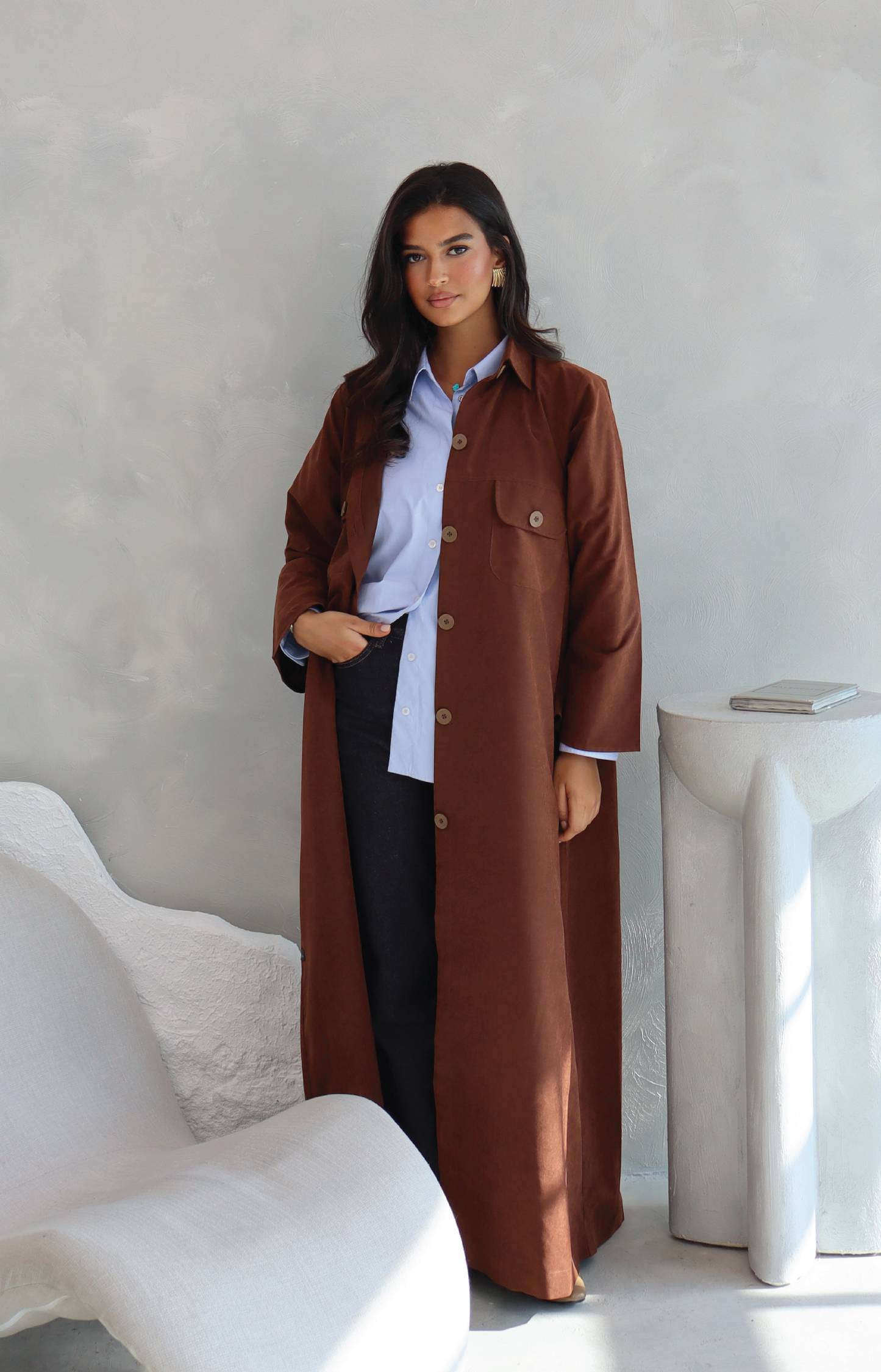 Suede Abaya With Buttons
