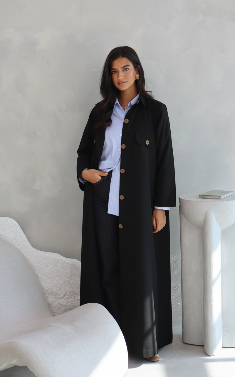 Suede Abaya With Buttons