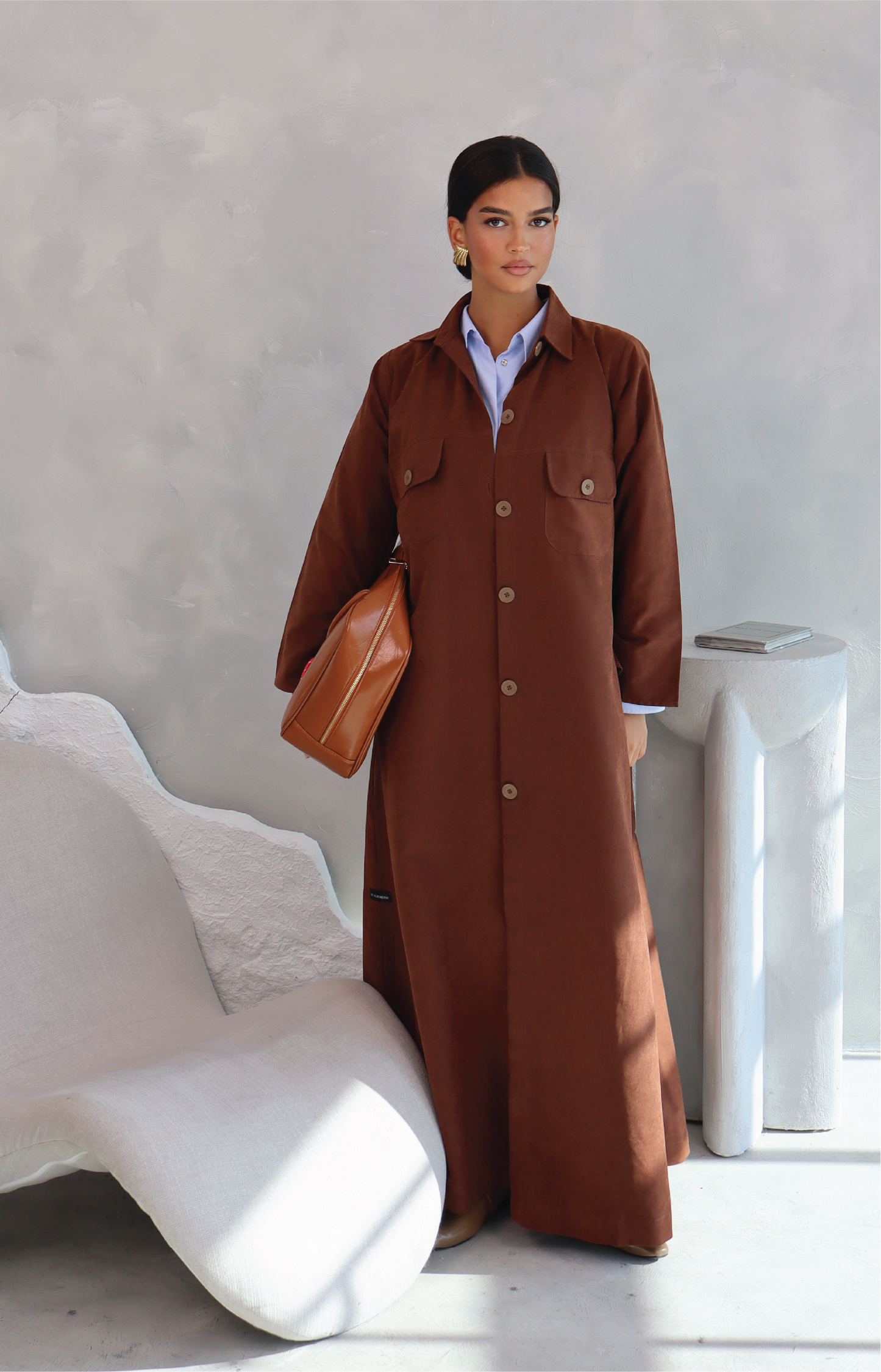 Suede Abaya With Buttons