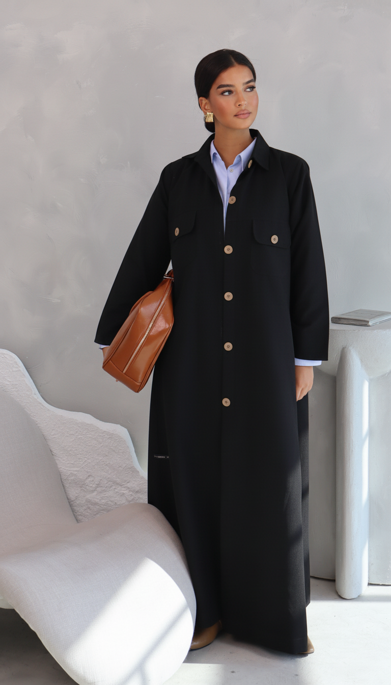 Suede Abaya With Buttons