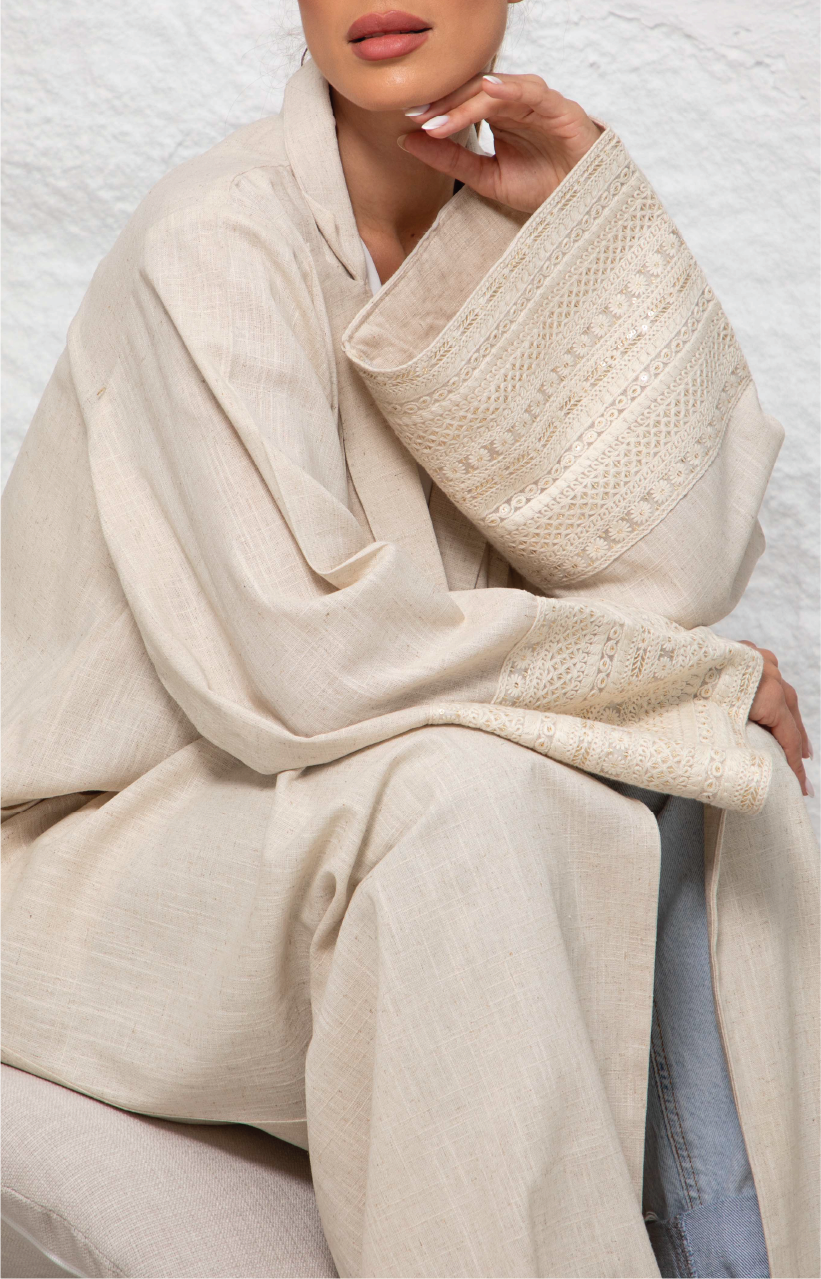 Boho Linen Coat-Style Abaya