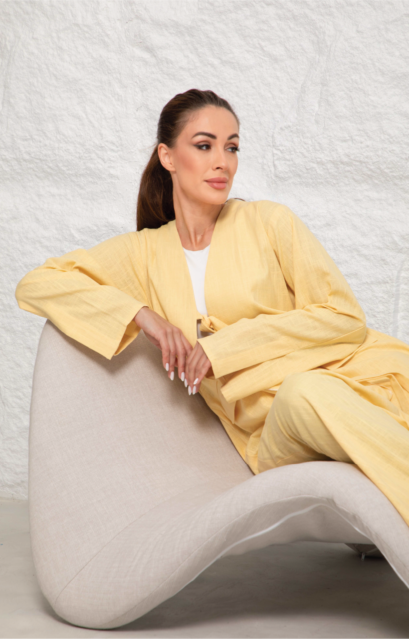 Abaya Linen Comfort - Light Yellow