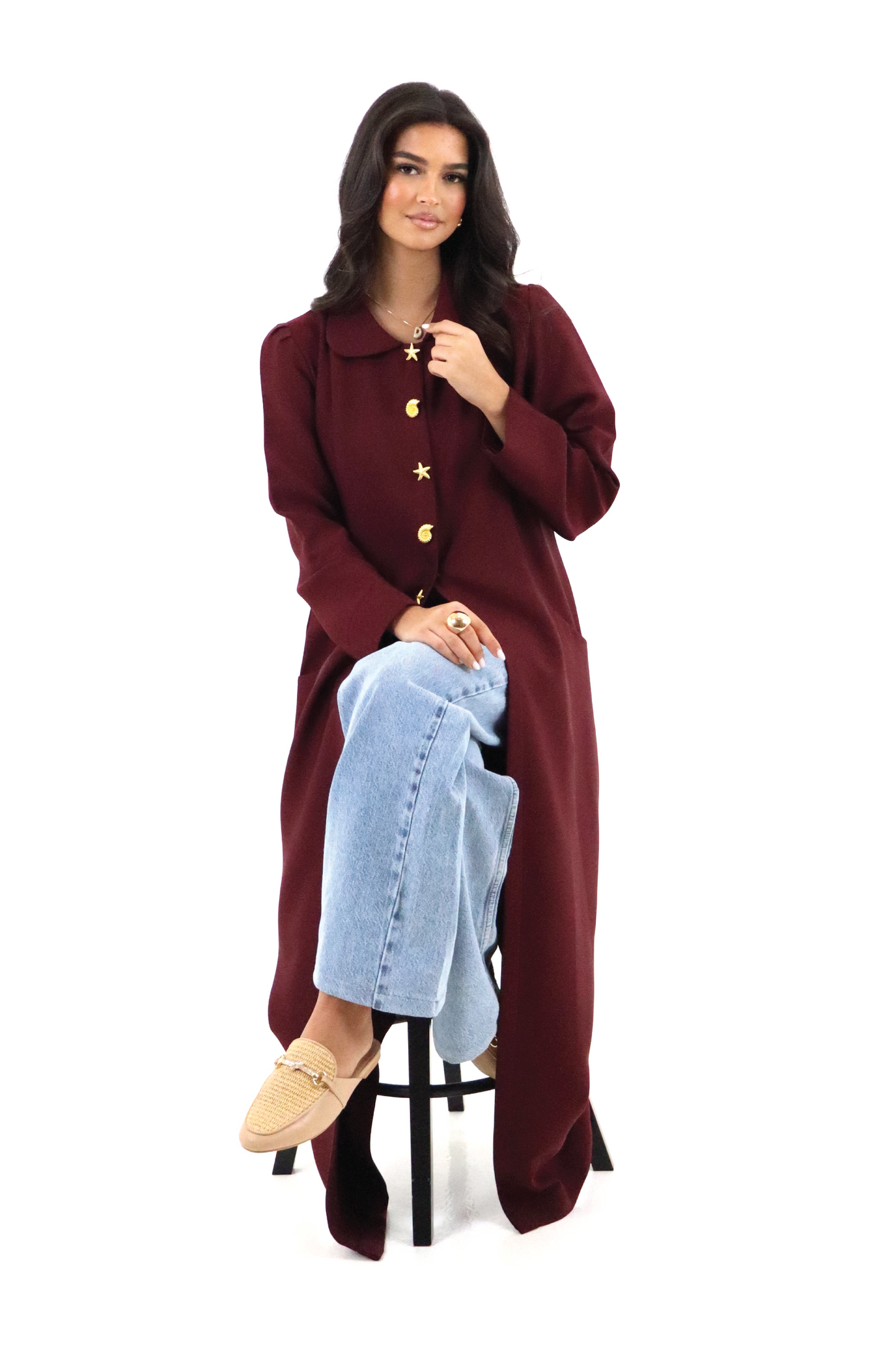 Burgundy Abaya – Shell & Star Design