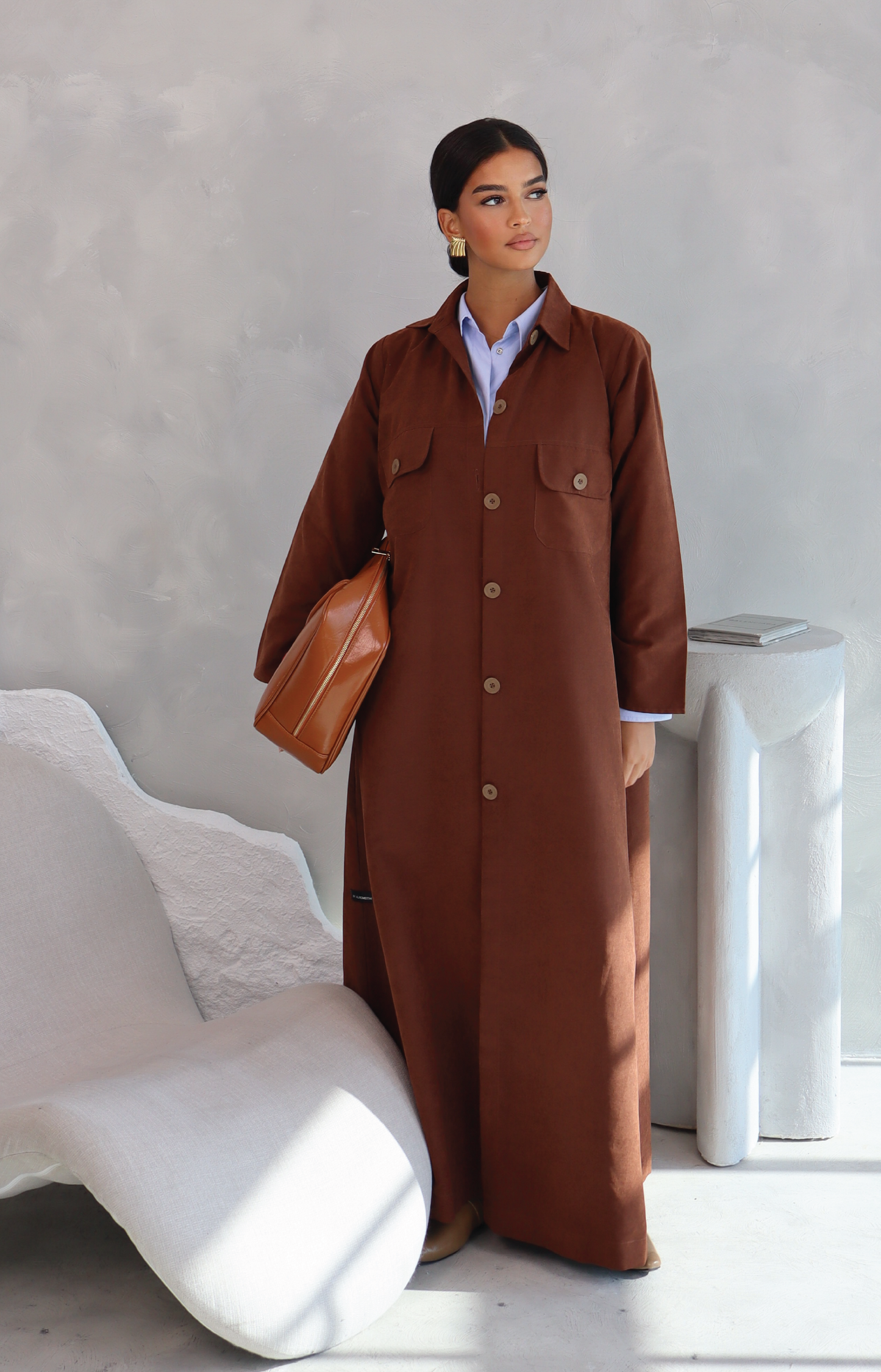 Suede Abaya With Buttons