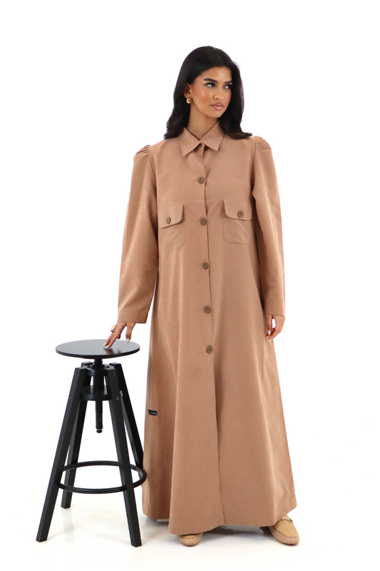 Nude Abaya – Classic Button Design