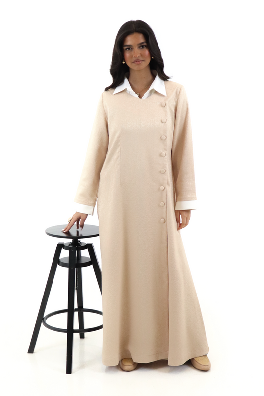 Beige Printed Abaya – 90s Inspired
