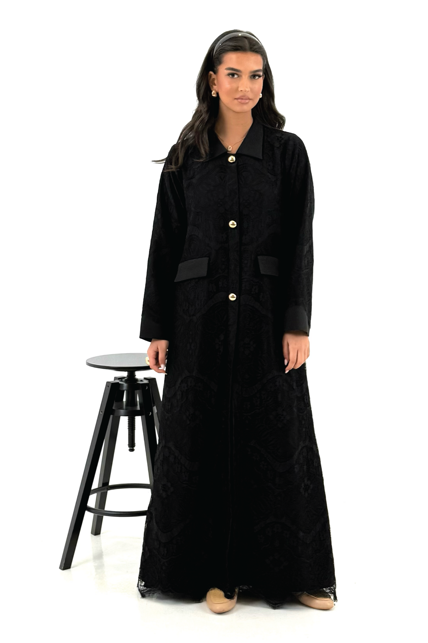 Black Dantel Abaya