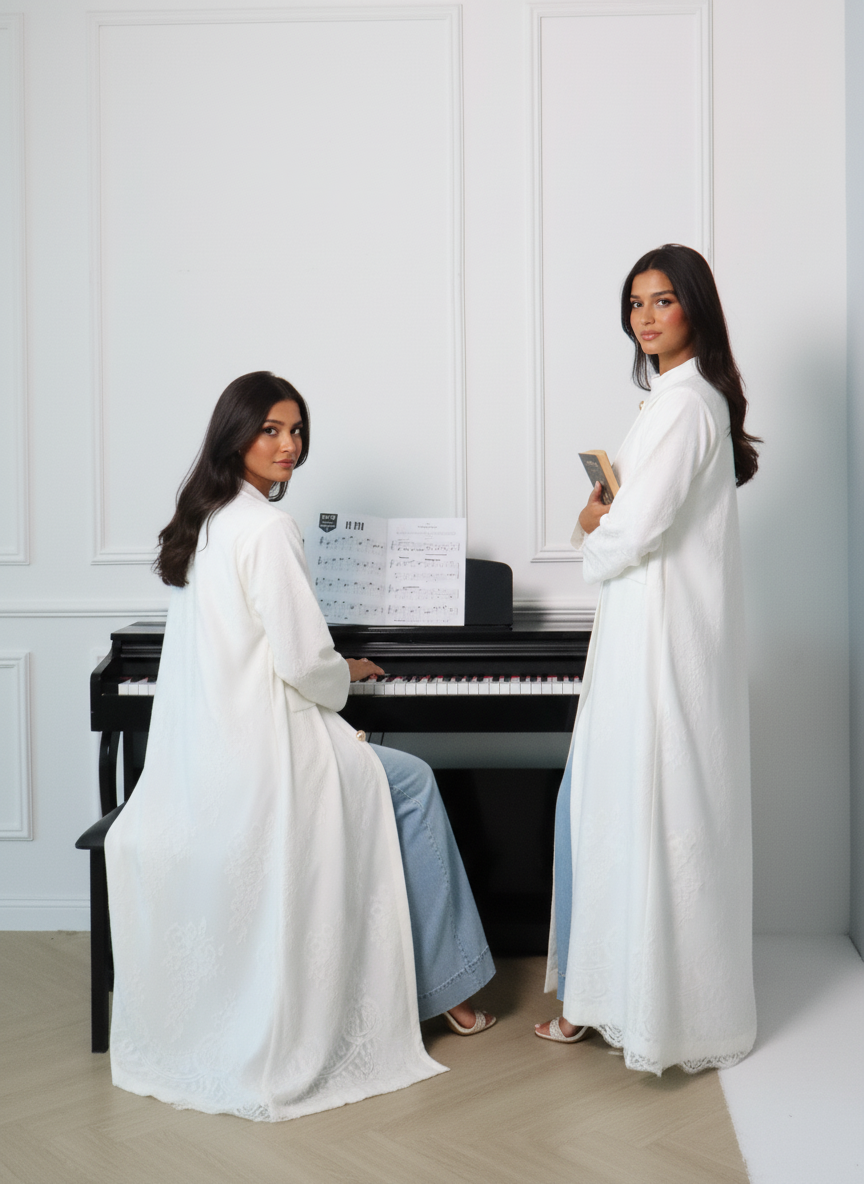 White Dantel Abaya