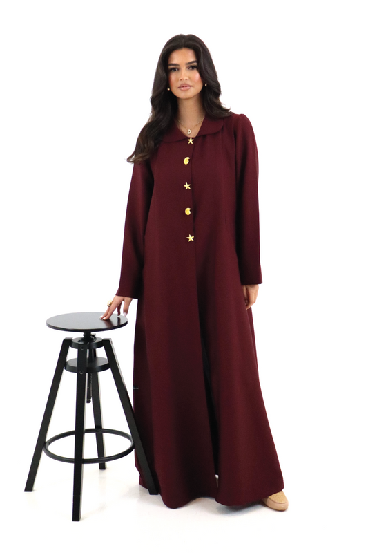 Burgundy Abaya – Shell & Star Design