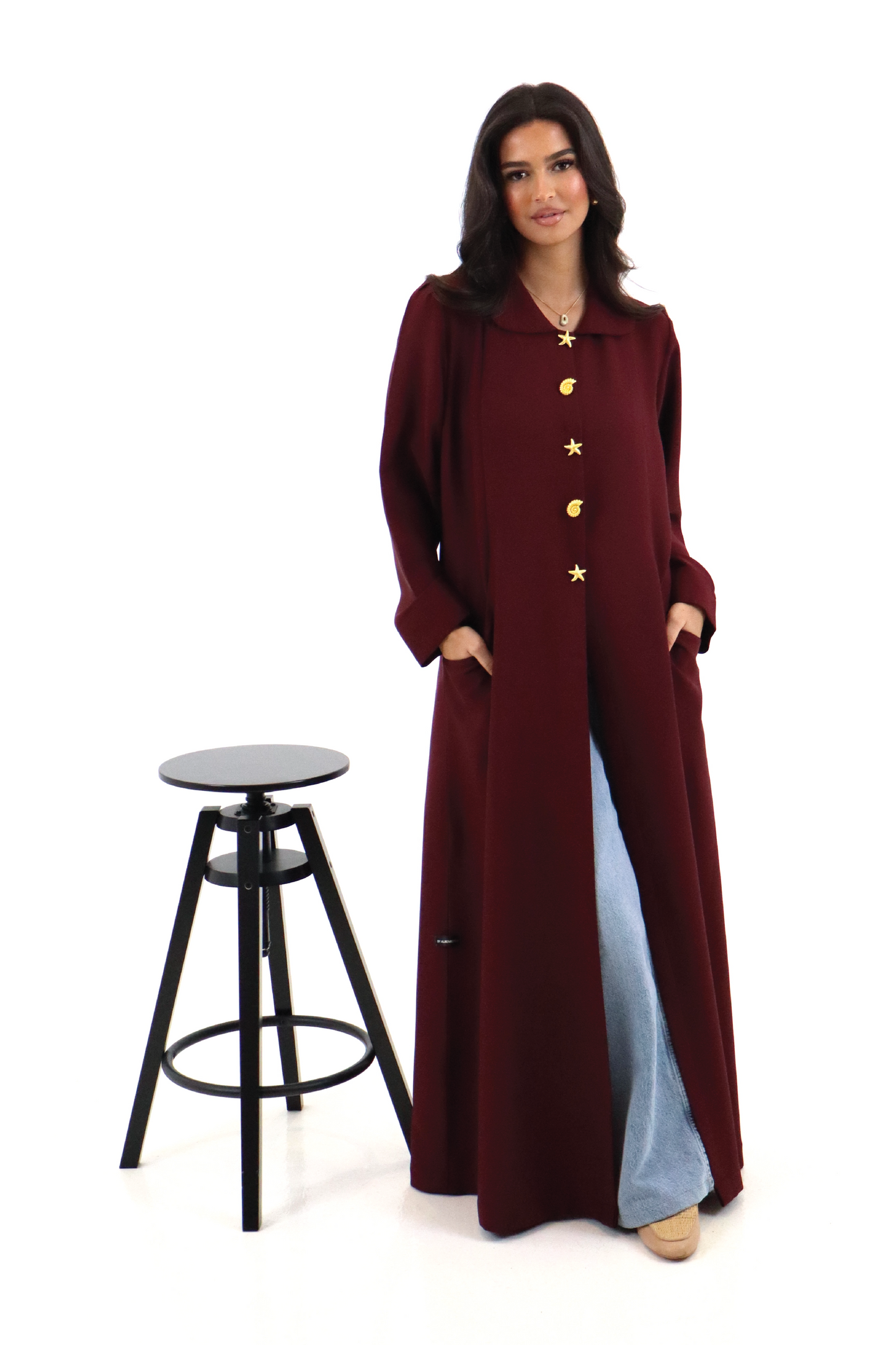 Burgundy Abaya – Shell & Star Design