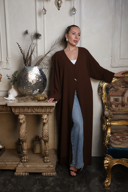 A New' Winter Elegance Abaya Brown