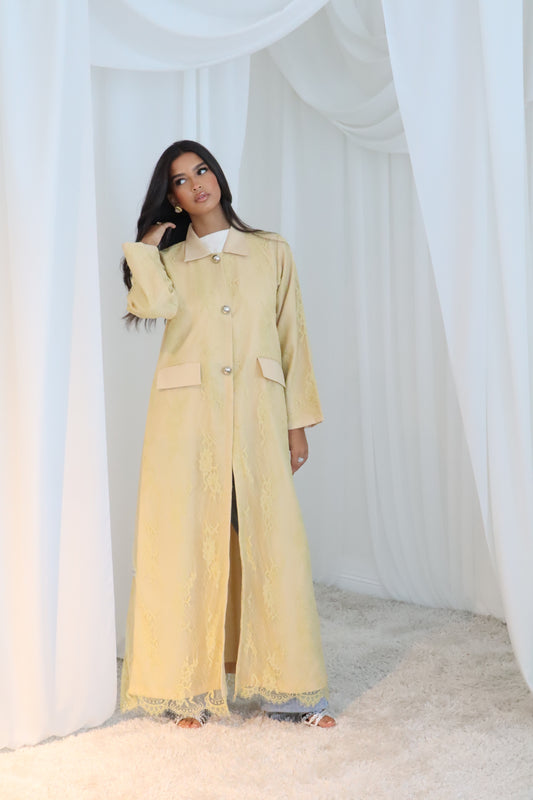 Light Yellow Dantel Abaya