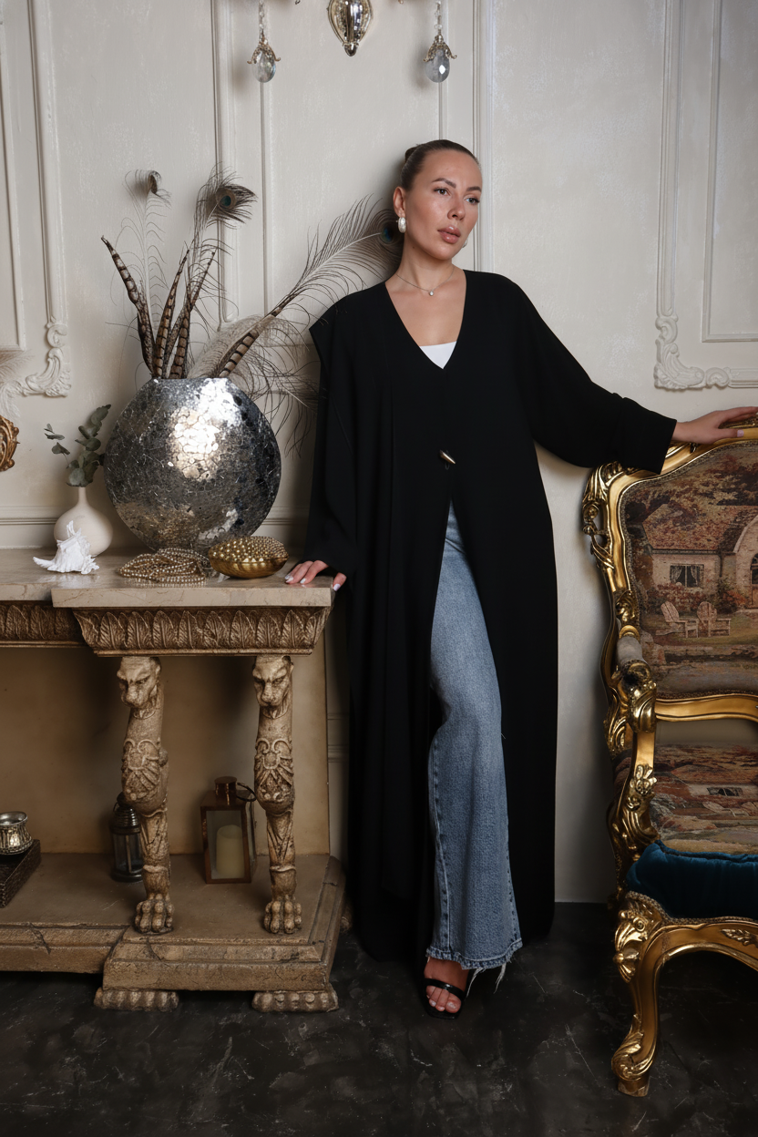 A New' Winter Elegance Abaya - Black
