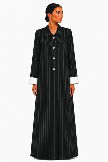 90's Black Classic Lines Coat Abaya