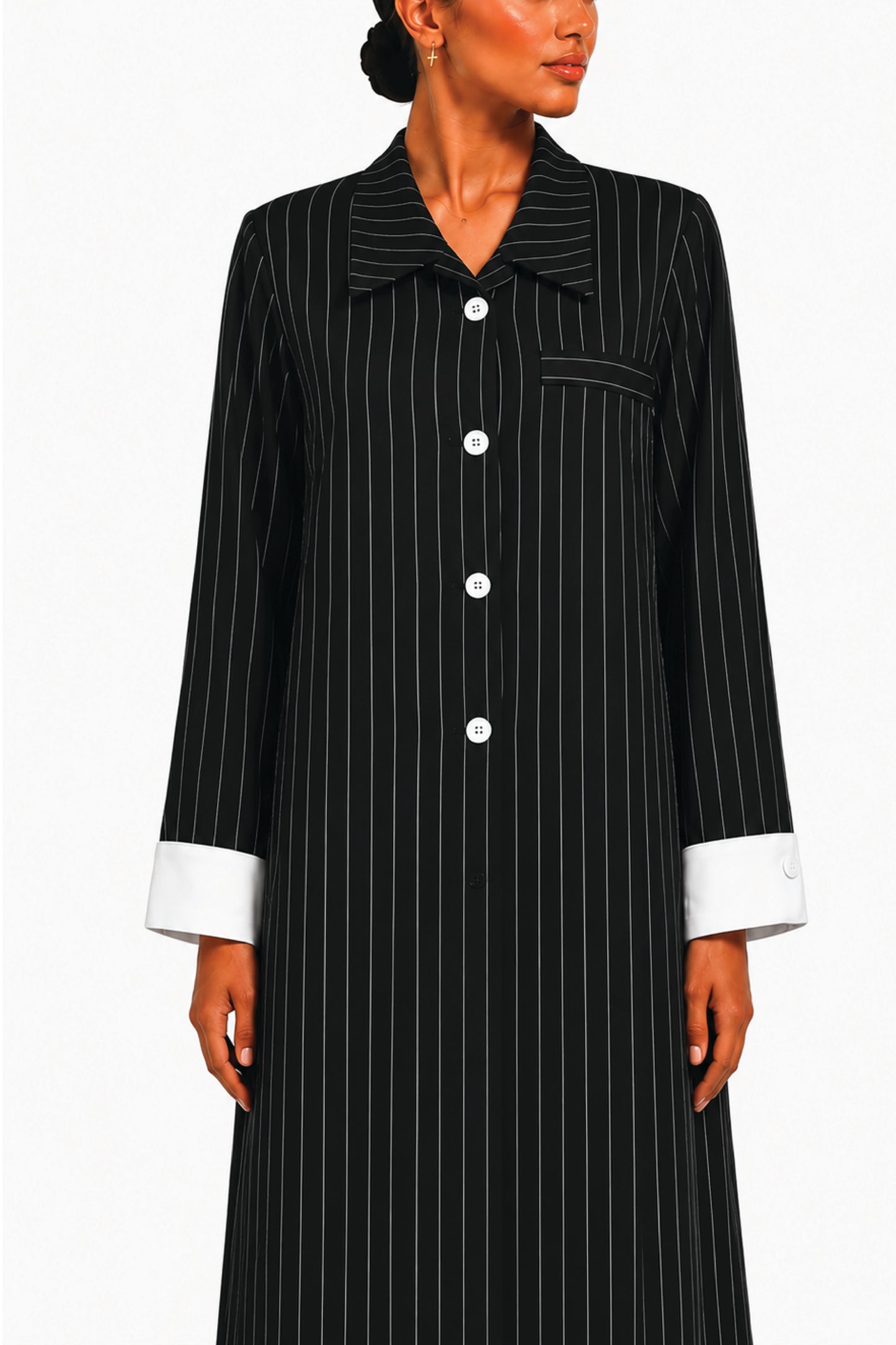 90's Black Classic Lines Coat Abaya
