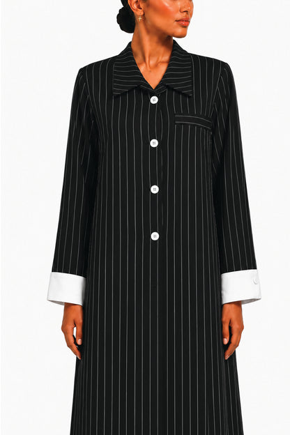 90's Black Classic Lines Coat Abaya