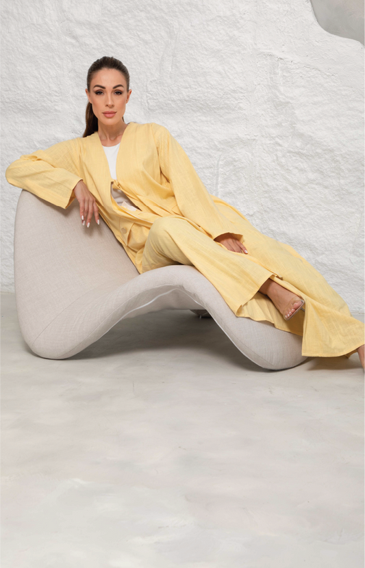 Abaya Linen Comfort - Light Yellow