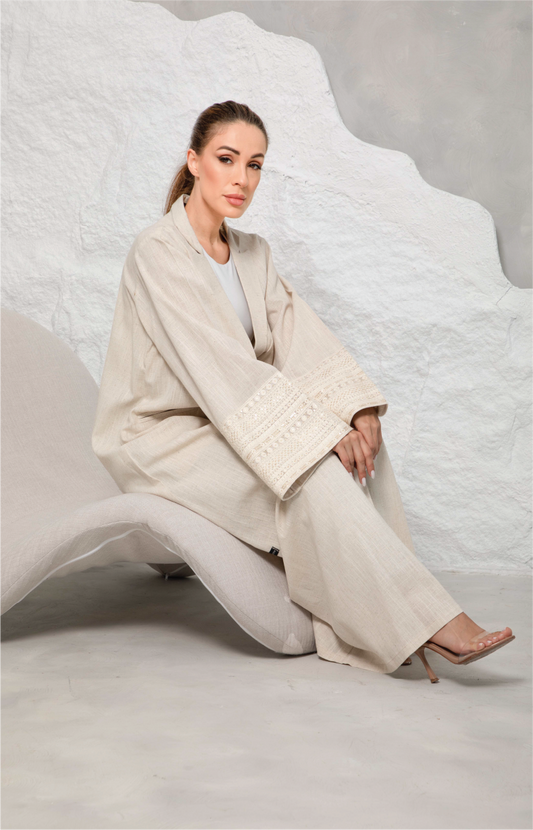 Boho Linen Coat-Style Abaya