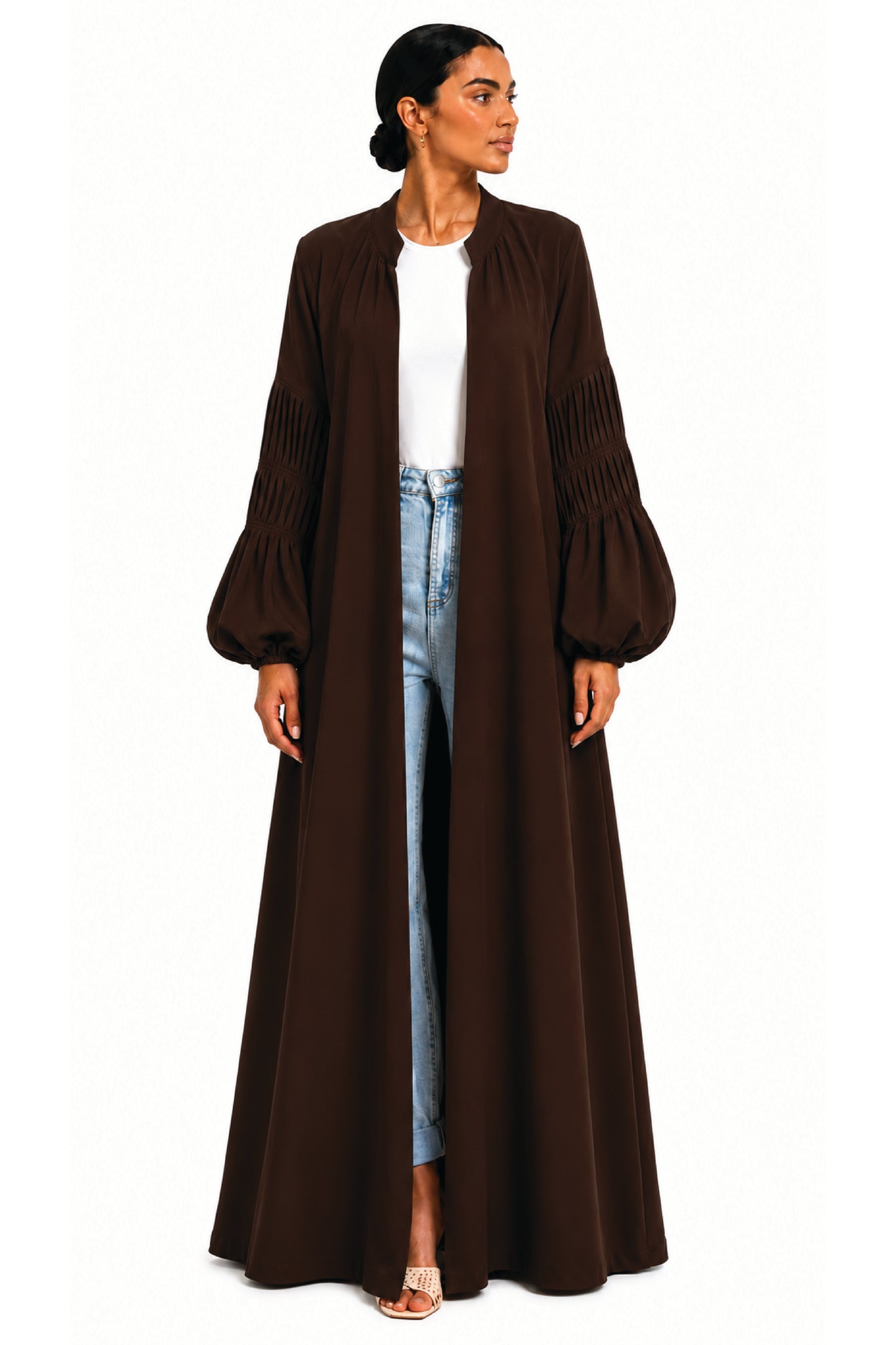 Detailed Sleeve Crepe Abaya