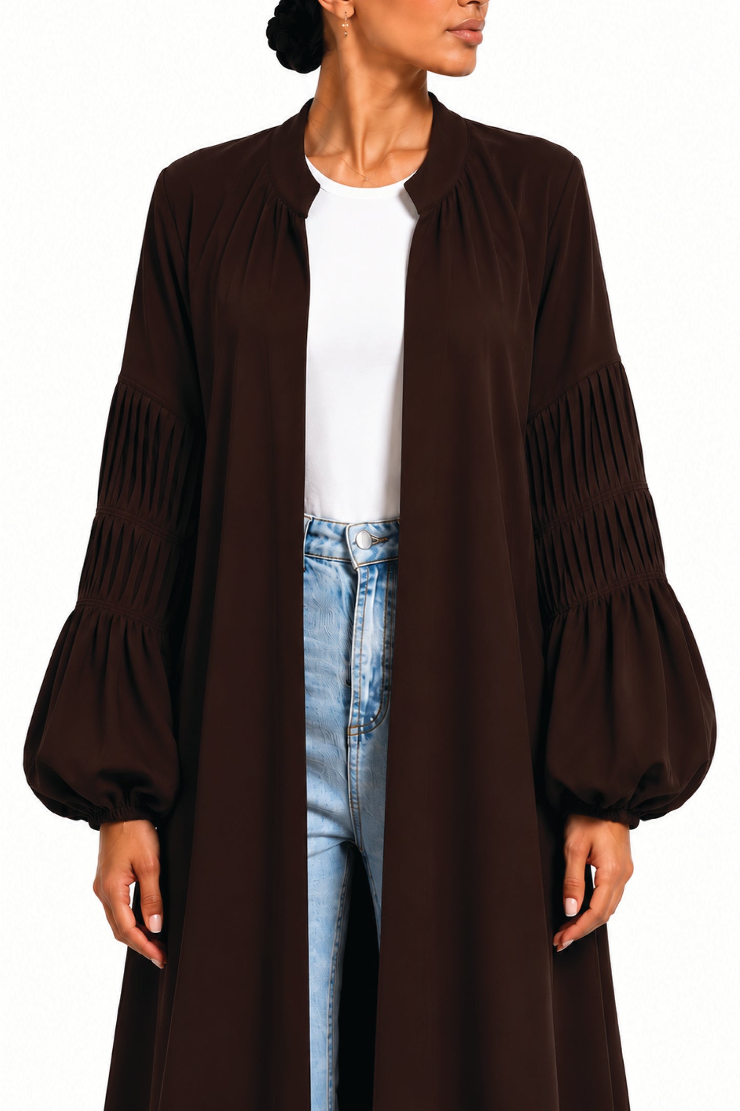 Detailed Sleeve Crepe Abaya