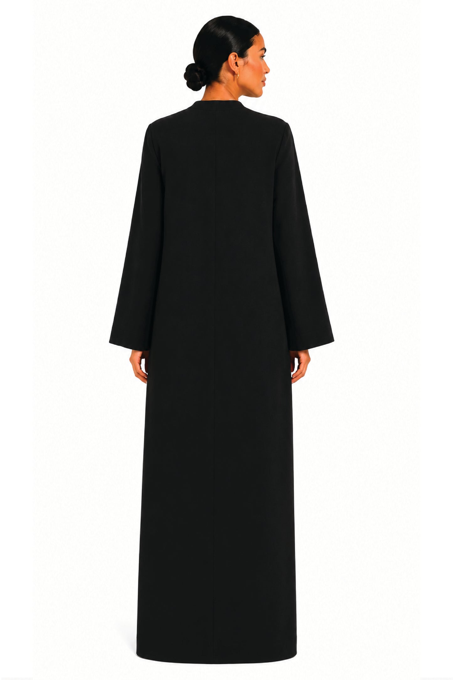 Black Abaya with Silver Unique Buttons – 90s Inspired