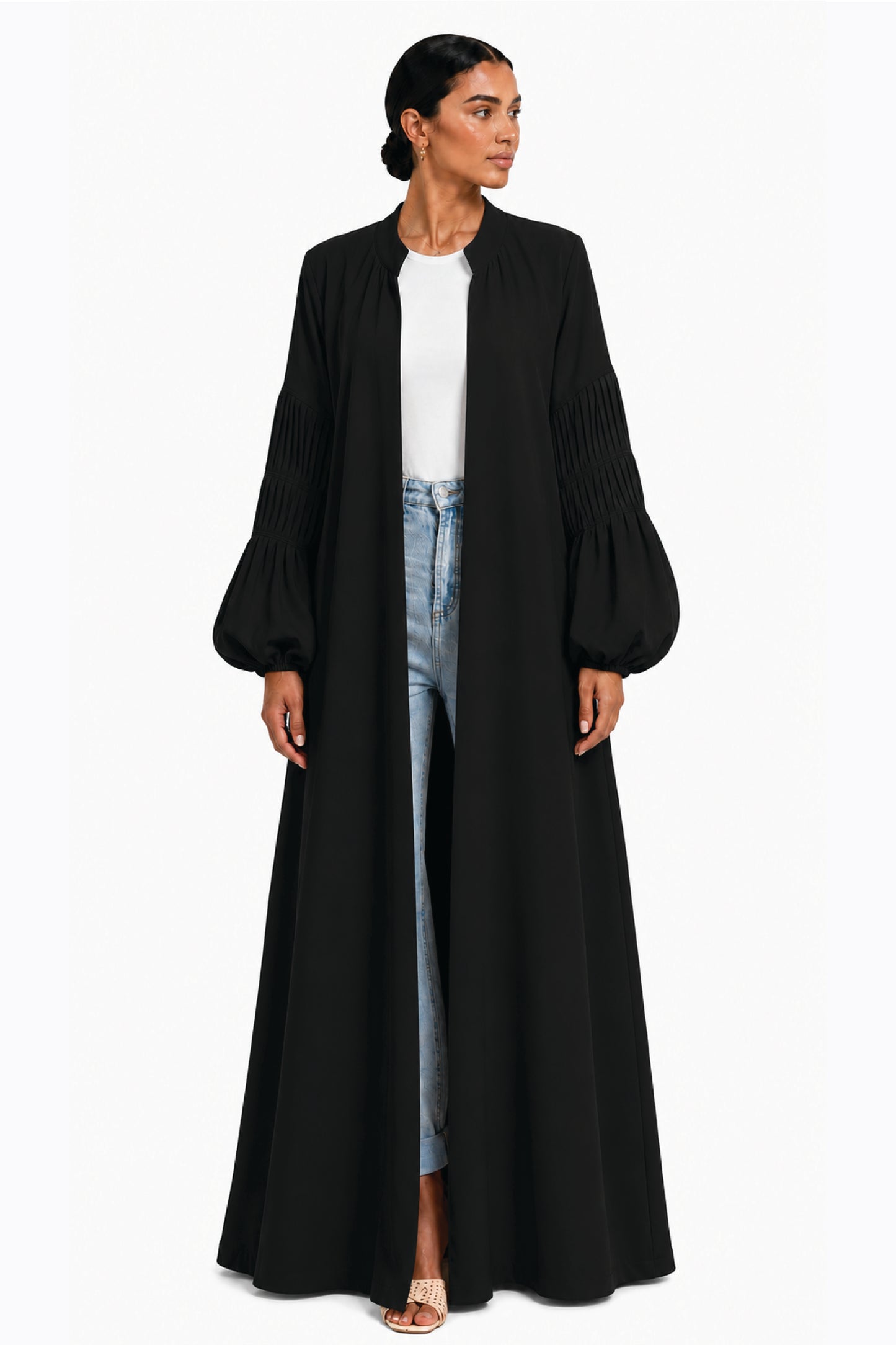 Detailed Sleeve Crepe Abaya