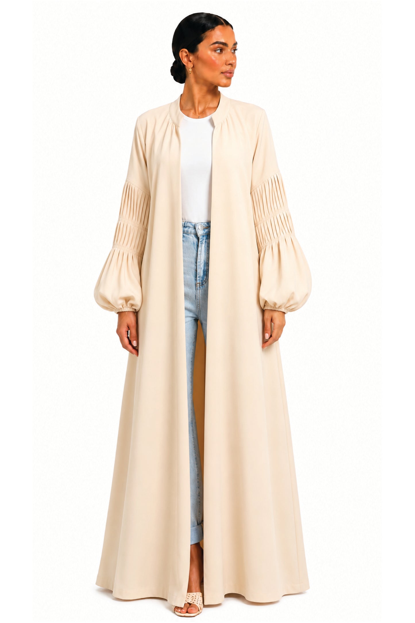Detailed Sleeve Crepe Abaya