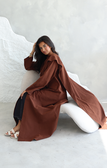 Brown Suede Scarf Abaya