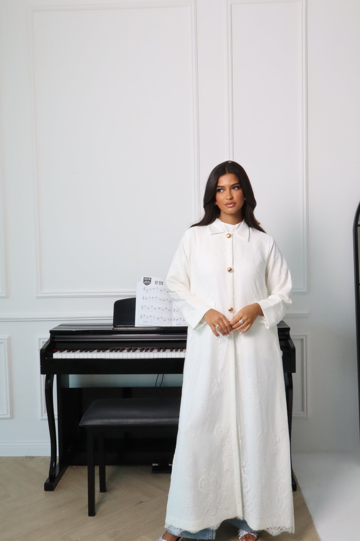 White Dantel Abaya