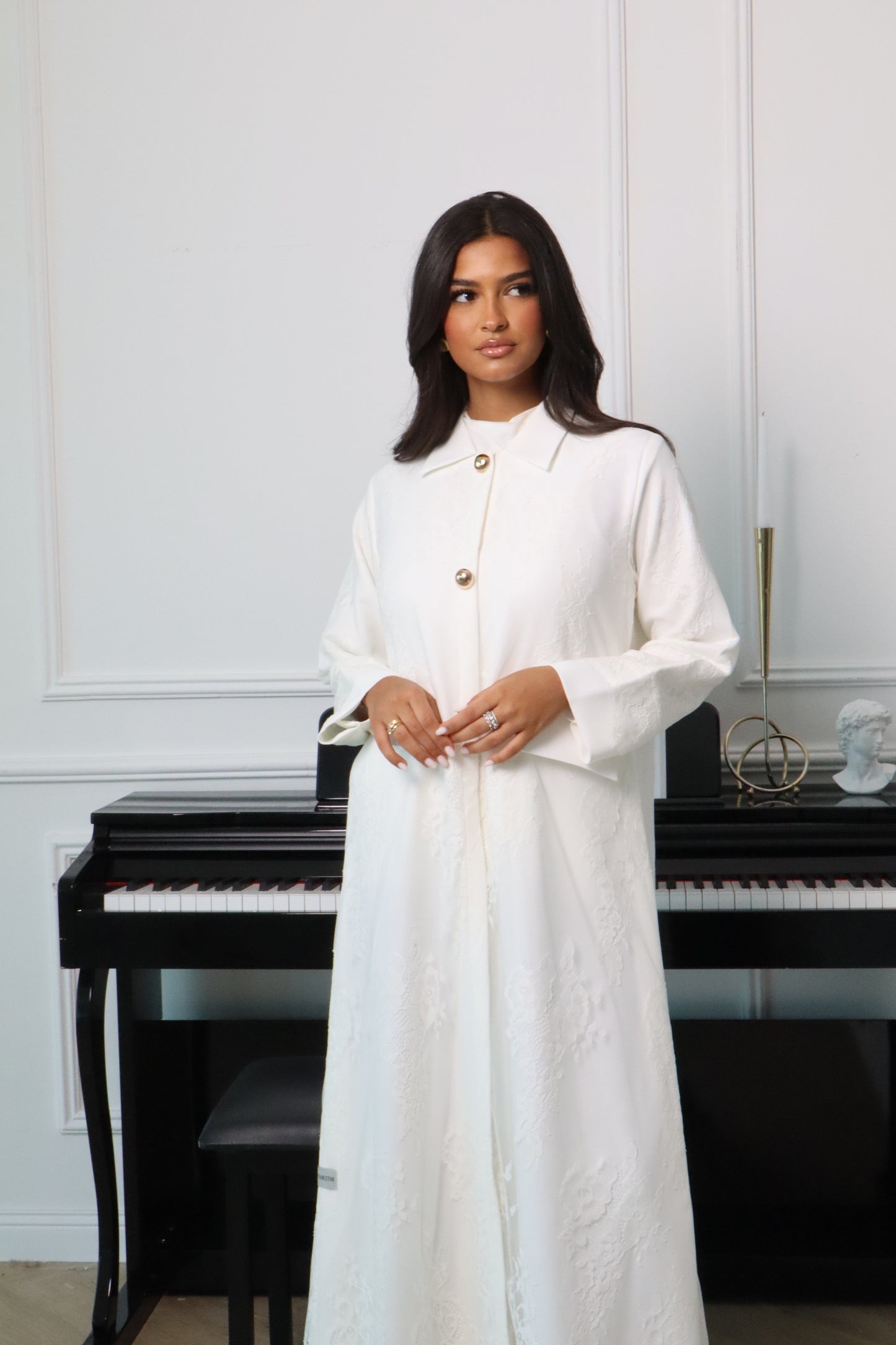 White Dantel Abaya