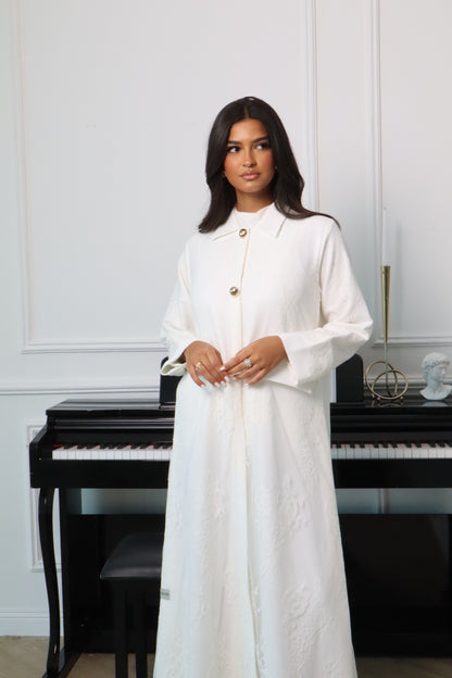 White Dantel Abaya