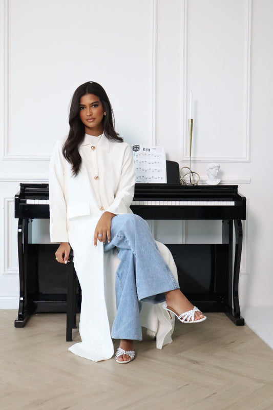 White Dantel Abaya