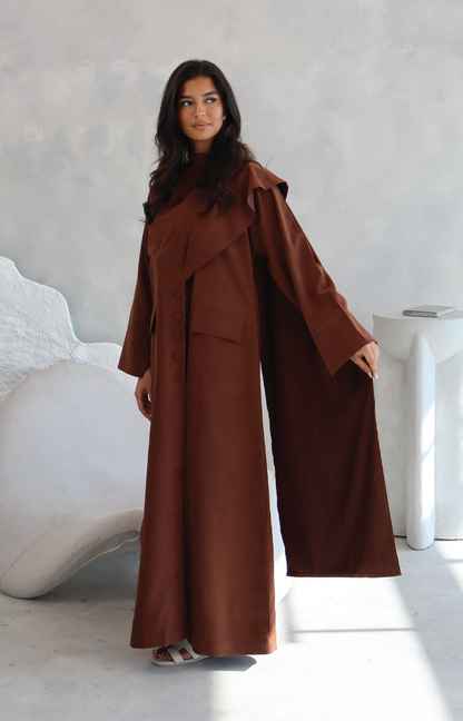 Brown Suede Scarf Abaya