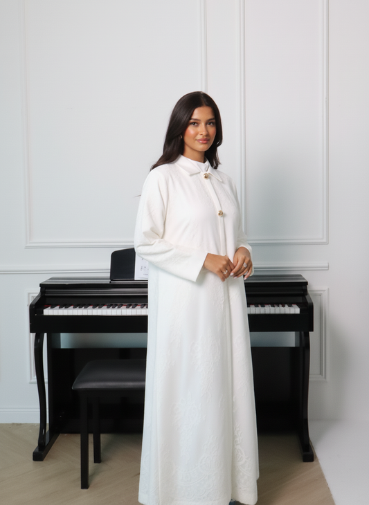 White Dantel Abaya