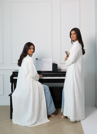 White Dantel Abaya