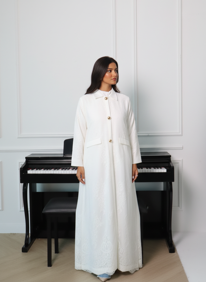 White Dantel Abaya